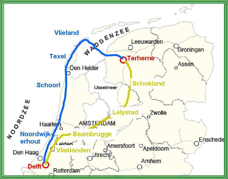 routekaartje Nederland
